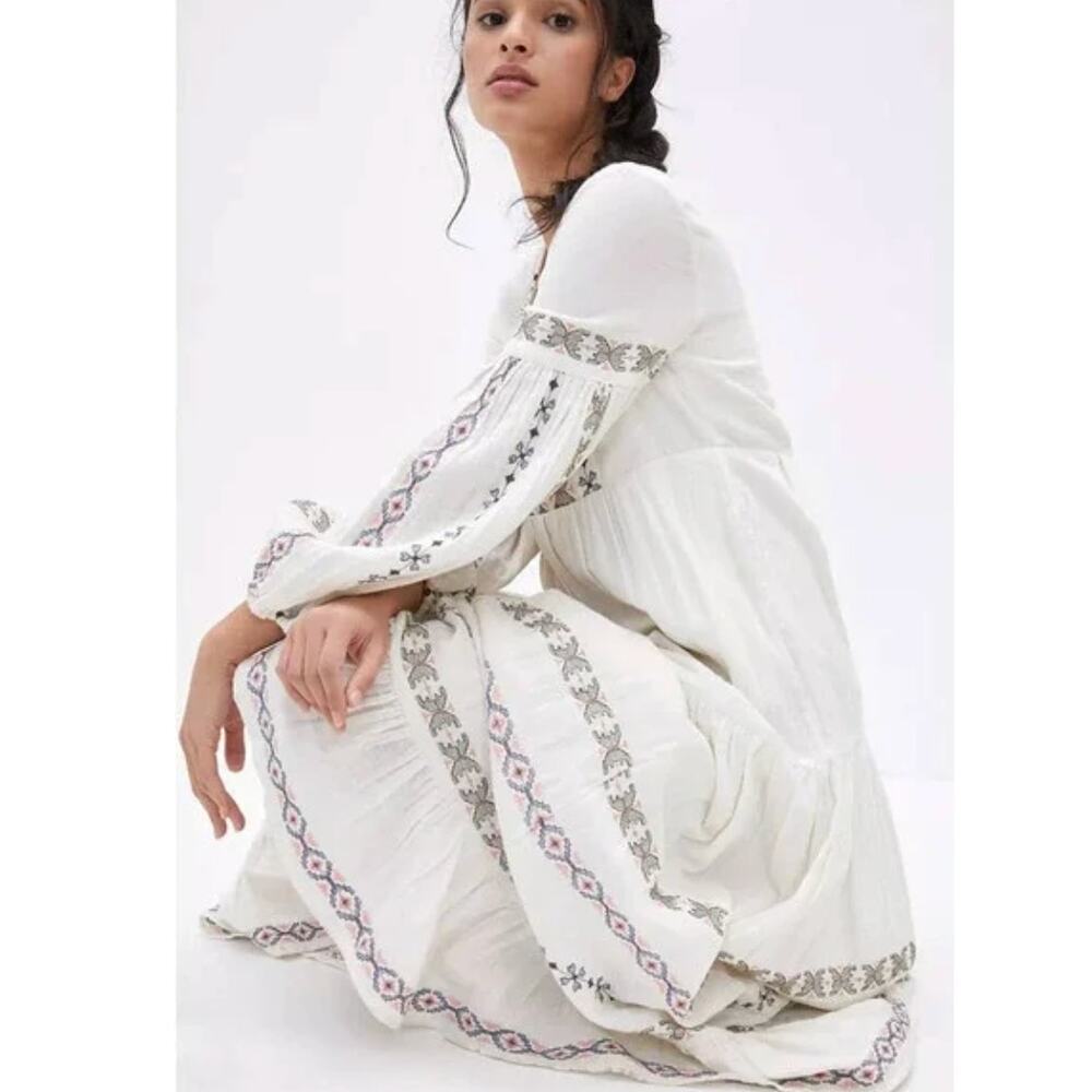 Anthropologie White and Gray Maxi Dress - Picture 2 of 14
